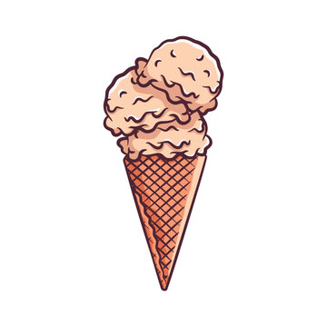 Ice cream cone vector illustration with color