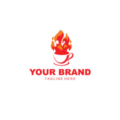 coffee cup logo with fire