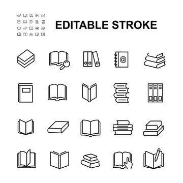 Simple Set of Icons Related to Books.