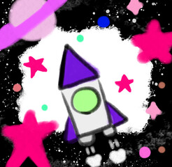 Rocket and Space Background(purple)