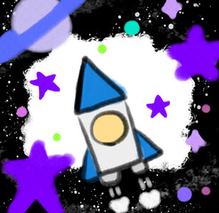 Rocket and Space Background(BLUE)