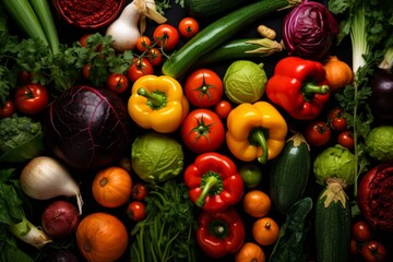 Fototapeta na wymiar Top view of vegetables