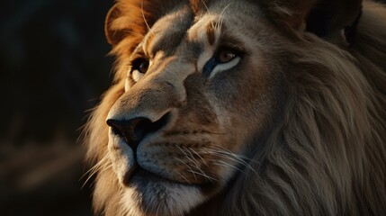 Naklejka premium close up portrait of a lion generative ai