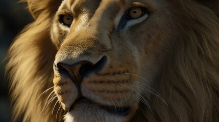 Naklejka premium close up portrait of a lion generative ai