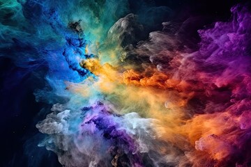 Fototapeta na wymiar Colorful space galaxy cloud nebula. Stary night cosmos. Universe science astronomy. Generative AI technology.