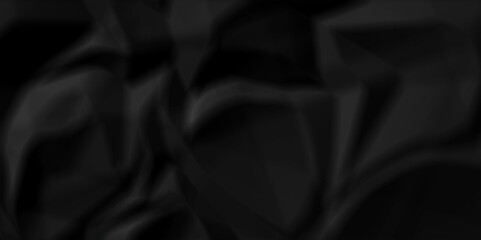 Black fabric texture and Crumpled black paper for background image. top view. black satin background