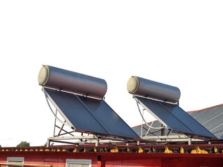 solar heaters panels sky hot water sky side view