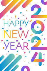 Vertical 2024 Happy New Year A4 Banner