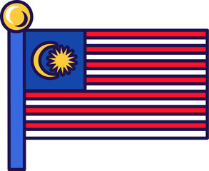 Naklejka premium Malaysia country nation flag on flagpole vector