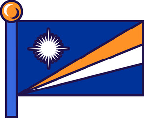 Fototapeta premium Marshall islands nation flag on flagpole vector
