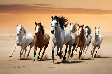 horses in desert generate with AI tool
