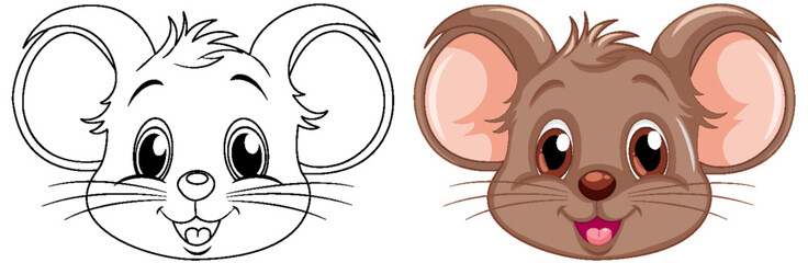 Coloring cute rat cartoon and its colour