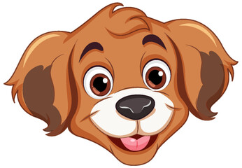 Cheerful Dog Face in Cartoon Style