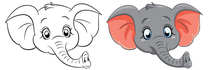 Coloring Page Outline of Cute Elephant