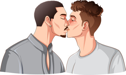 LGBTQ gay couple kissing each other