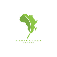 abstract African map as a green leaf logo design vector illustration