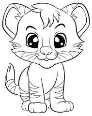 Fototapeta na wymiar Coloring Page Outline of Cute Tiger