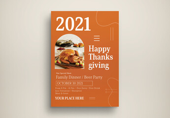Orange Minimal Thanksgiving Flyer Layout