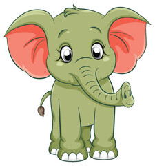Cute simple elephant cartoon isolated