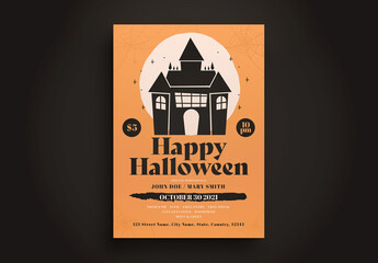 Orange Flat Design Halloween Flyer Layout