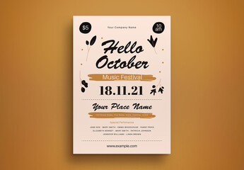 Beige October Music Festival Flyer Layout