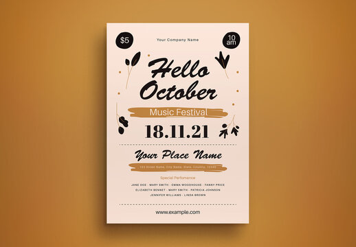 Beige October Music Festival Flyer Layout