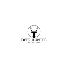 Deer hunter logo template isolated on white background