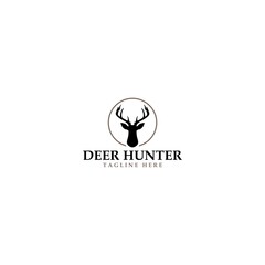 Deer hunter logo template isolated on white background