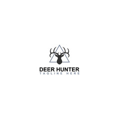Deer hunter logo template isolated on white background