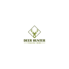 Deer hunter logo template isolated on white background