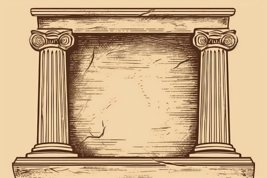 n Ancient Greek temple with columns and pediments. Generative AI