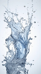 Fototapeta na wymiar water splashing water, in the style of light silver and light indigo white background, captured essence of the moment