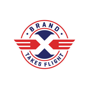 commercial airplane logo design with letter X
