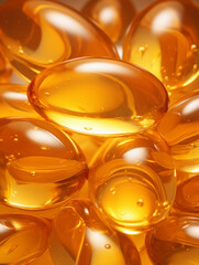 yellow fish oil capsules, omega 3, on background