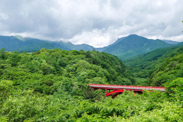 山梨県北杜市の八ヶ岳高原ライン東沢大橋展望台からの景色