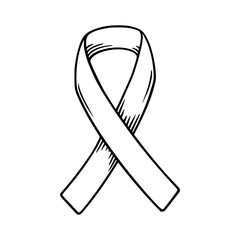 Health awareness day symbol. Female cancer awareness ribbon. Sketch vector illustration isolated in white background