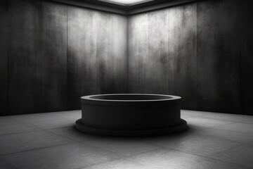 circular bathtub in a monochromatic setting