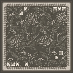 dark brown floral scarf chiffon design