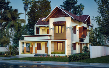 3d illustration of a newly built luxury home