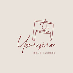 Logo one line for home candles. Vector illustration