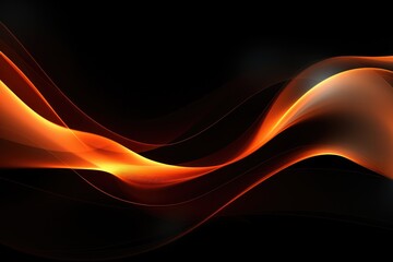 Fototapeta premium Abstract Light Orange wave on black background