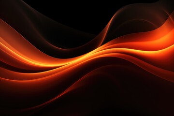 Abstract Light Orange wave on black background