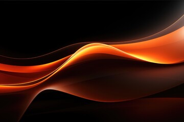Fototapeta premium Abstract Light Orange wave on black background