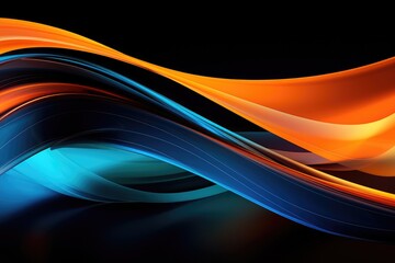 Naklejka premium Abstract Light Orange and blue wave on black background