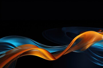 Abstract Light Orange and blue wave on black background