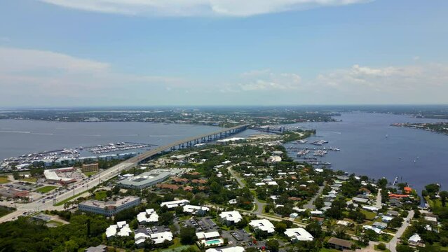 Aerial panorama St Lucie River Stuart FL USA circa 2023