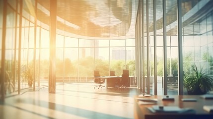 morning sunlight coming from large window in the empty office space, best for background concepts and ideas for business presentation background, wallpaper and backdrop 