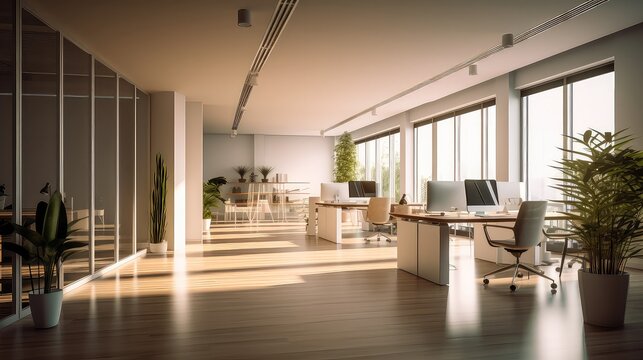 creative office space with nice simple and minimal office furniture