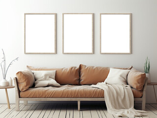 Modern Gallery Wall Poster Frames Mockup | Stylish Artwork Presentation for Interior Design , Showcase Your Artwork with Modern Gallery Wall Poster Frames