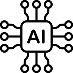 Artificial intelligence AI processor chip icon symbol for graphic design, logo, website, social media, mobile app, UI illustration